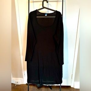 Scoop neck, ribbed, stretchy medium length party dress